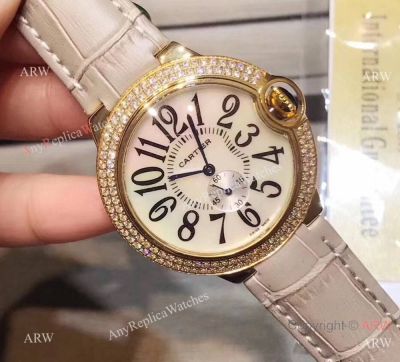 Replica Cartier Ballon Bleu Quartz Lady Watch Gold Case Diamond Bezel